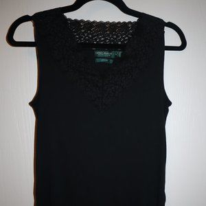 Lauren jean co Ralph Lauren lace detail sleeveless black top